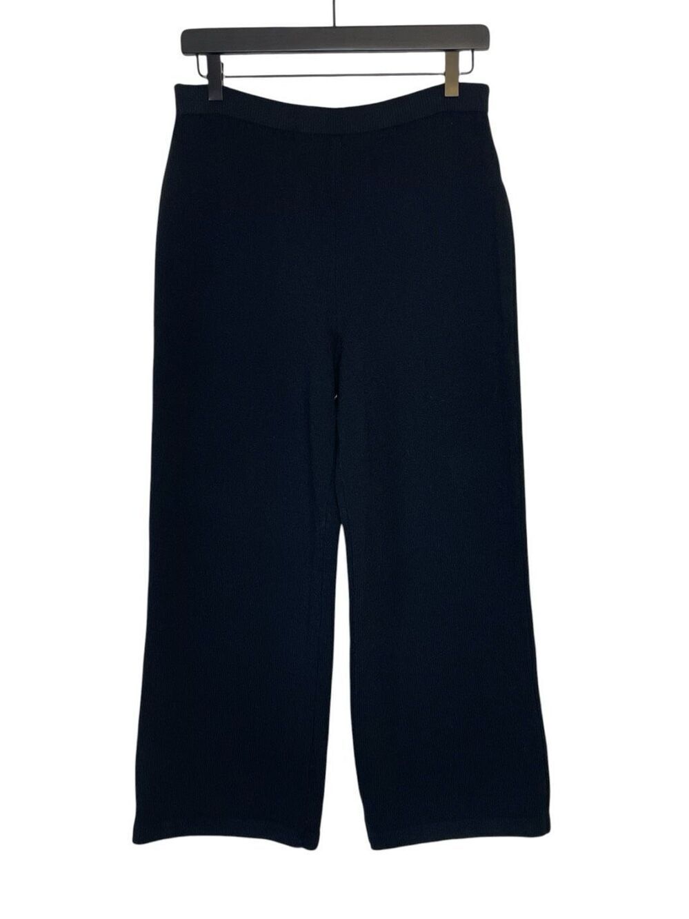 St. John Basics Santana Knit Wide Leg Crop Pull On Pants Black Size 8